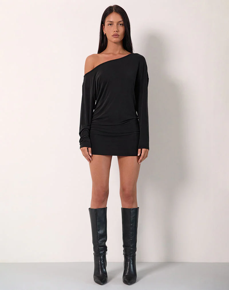 Shelisa Slouchy Mini Dress in Black - Image 5