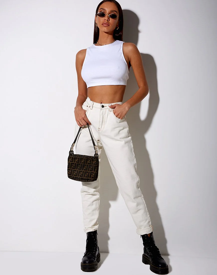 Tasve Crop Top in Rib White - Image 8
