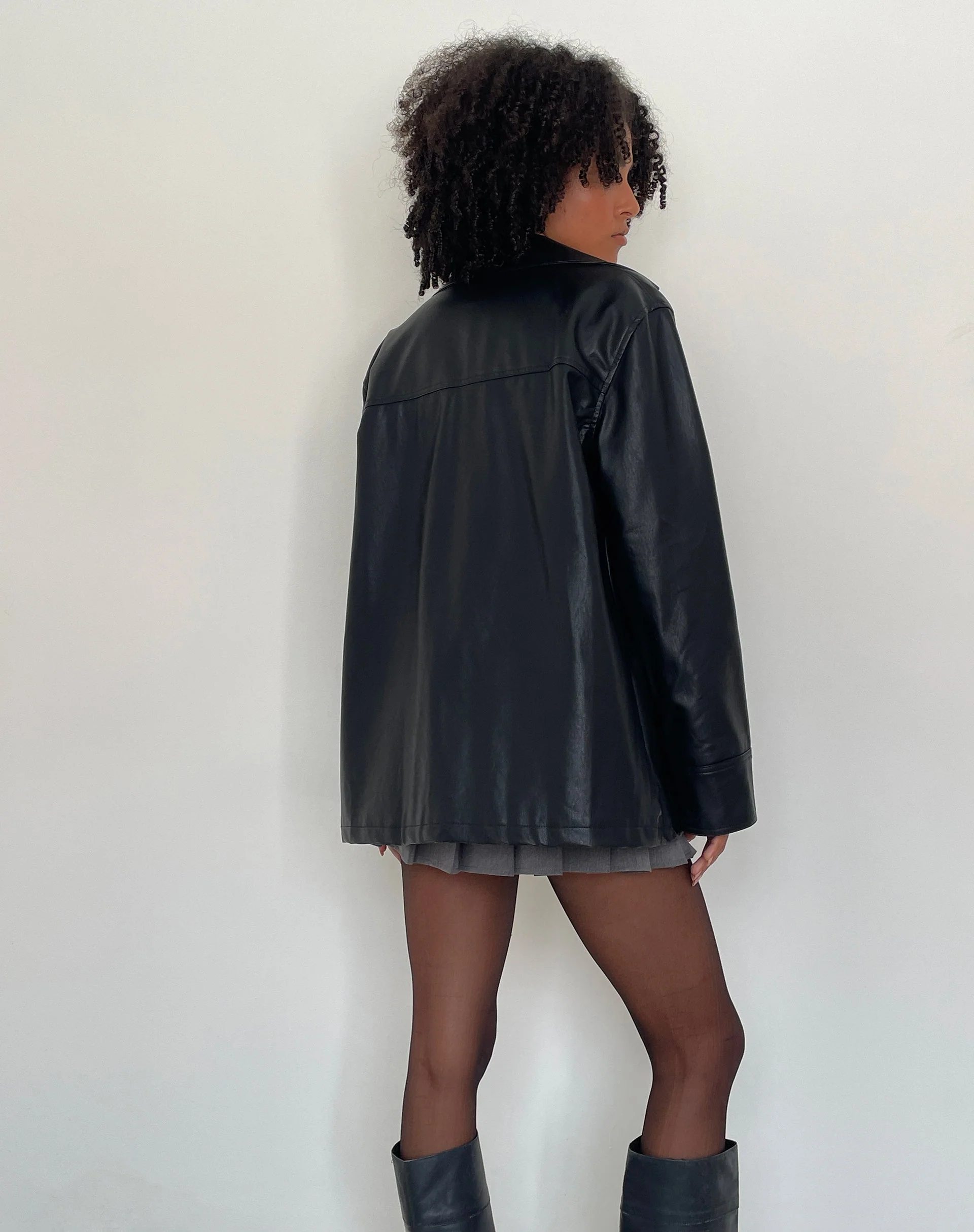 Walta Jacket in PU Black - Image 4