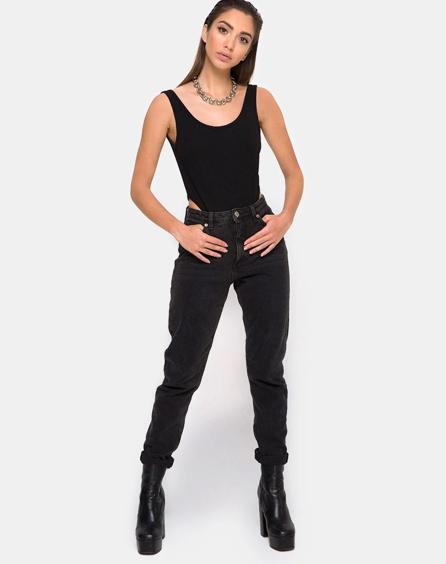 Ziga Cutout Bodice in Rib Black - Image 3